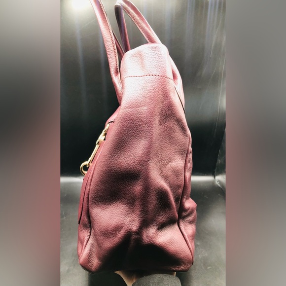 Dooney & Bourke Belvedere Logo Lock Tote Burgundy Pebbled Leather Maroon Red - Picture 5 of 16